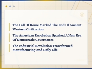 Examples of Rephrased Historical Event Sentences for Presentations